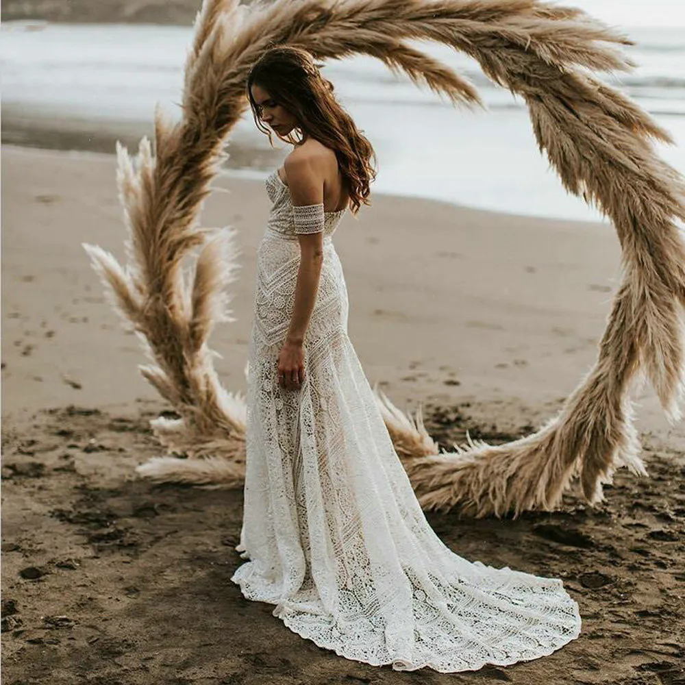 Bohemian Mermaid Beach Wedding Dresses 