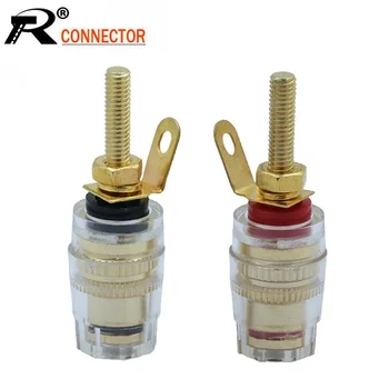 

100pcs/lot Banana Terminal Binding Post Gold Plated Audio Cable Connector Amplifier Terminal 4MM Banana Plug Jack 50 Pairs