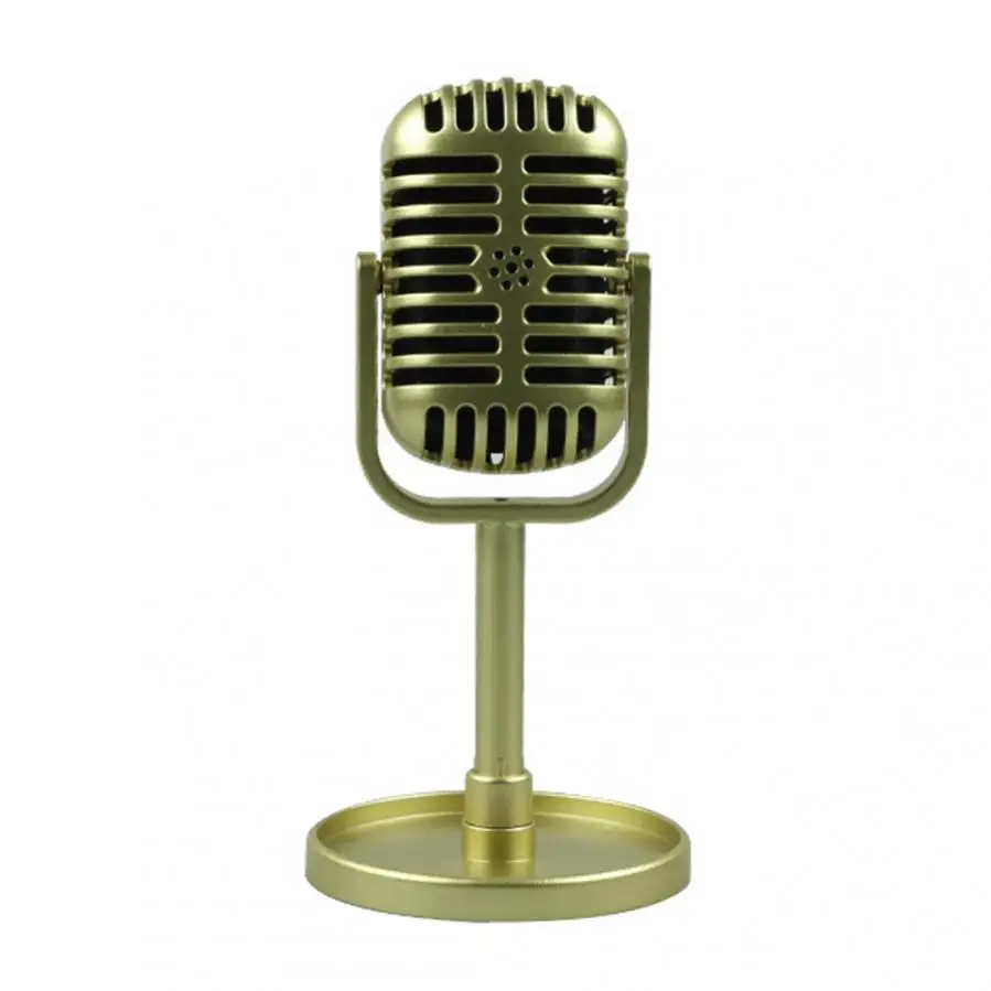 Simulation Classic Retro Dynamic Vocal Microphone Model Mic Universal Stand Prop for Live Performance Studio Record 