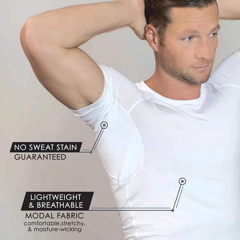 Men Modal Sweatproof Anti Against Underarm Sweat Proof Fitness Men's  T-Shirts