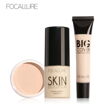 

FOCALLURE 3Pcs Makeup Cosmetic Set Makeup Set Professional Foundation Cream and Setting Powder Waterproof Lasting