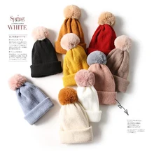 1pc Multifunction Women Winter Knit Scarf Also can be use as Hat Ladies Beanie Winter Soft Beanies Cap Warm Pom Pom Scarves New