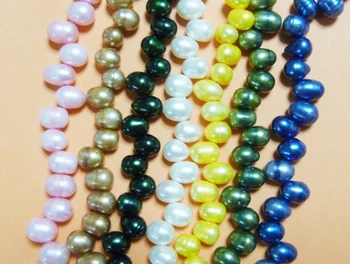 

7PCS 8-9mm Mixed color DANCING TEARDROP FRESHWATER PEARL BEADS 15"