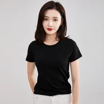 

2020 new fashion wild solid color short sleeve bottoming shirt