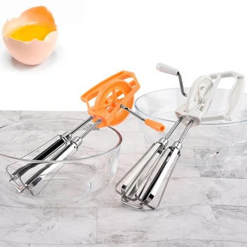 

2Pcs Hand-Crank Egg Beater Double-Wheel Stainless Steel Kitchen Egg Stir Bar