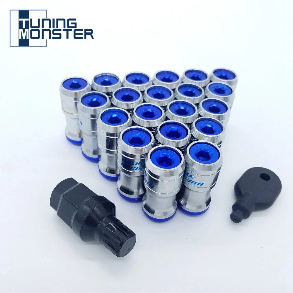 Tuning Monster Volk Racing Concealed Heptagon Formula Steel Wheels Lock Lug Nuts M12X1.5/M12x1.25 20PCS Acorn Rim Close End