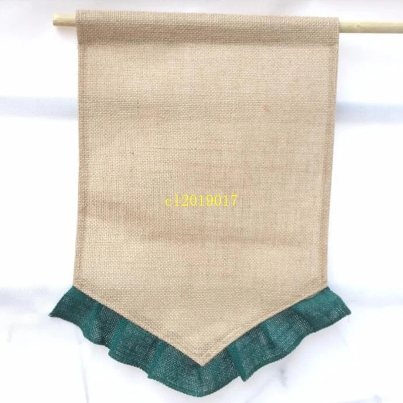 good sell Blank Burlap Flag DIY Jute Ruffles Garden Flags Portable Blank Banner Easter Garden Decorations