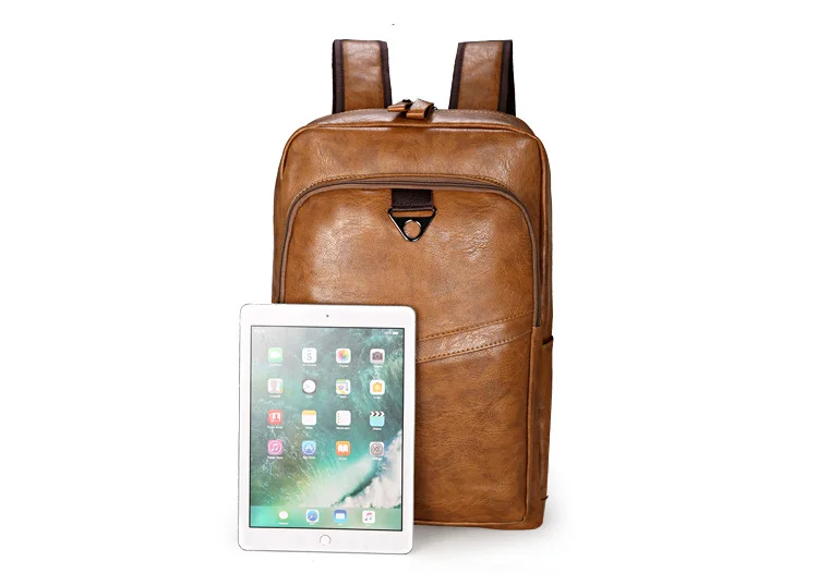 Black Brown PU Leather Backpack Laptop Bag for Men 2019 High Quality Retro School Bagpack Big Fashion Casual Business Travel Bag (10)