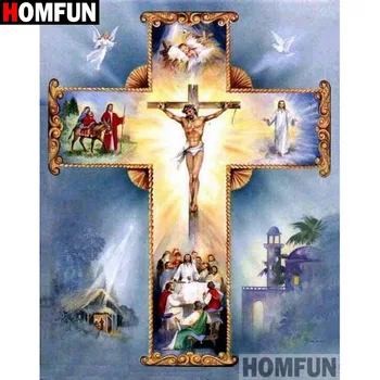 

HOMFUN Full Diamond "Religious Jesus" DIY 5D Diamond Painting Cross Stitch Home Decor Picture Of Rhinestone Handmade A27463