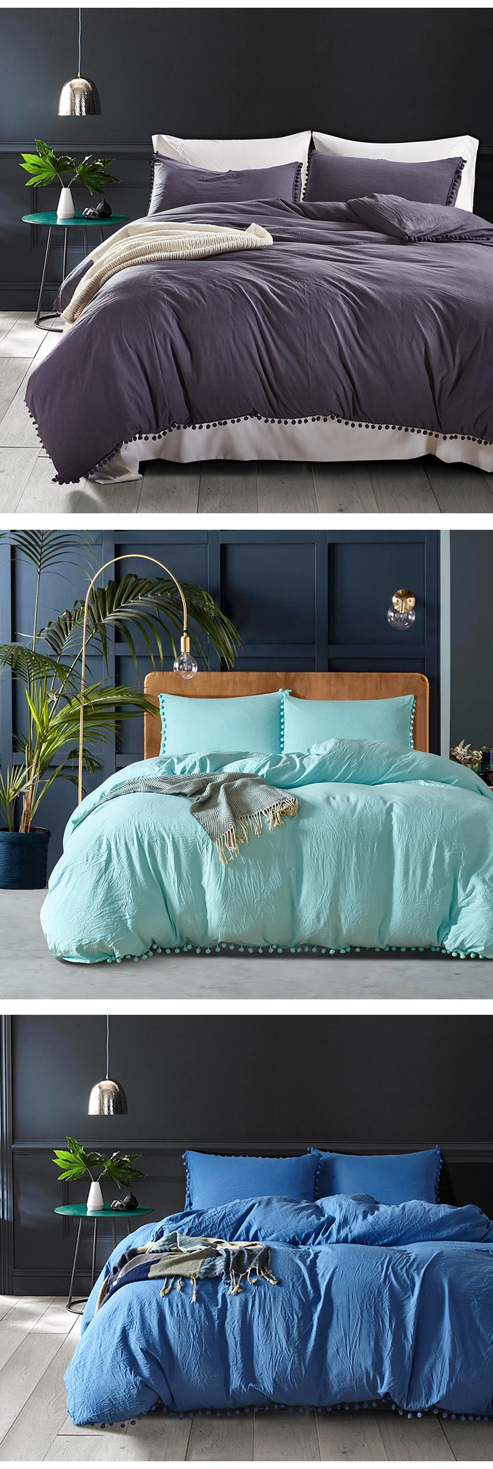 Solid Queen Size Bed Sheets Set Comfortable Twin Size Bedding Cuzmi