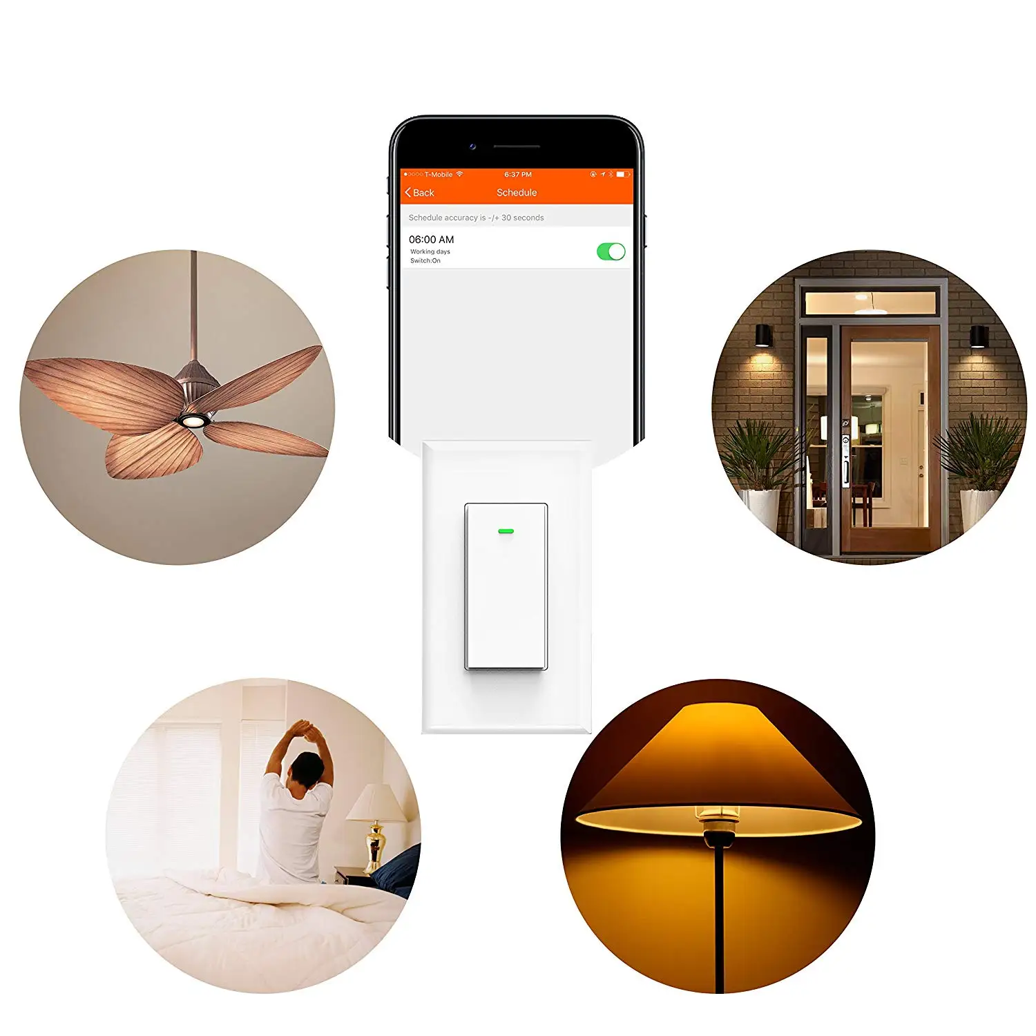 Wi-Fi, умный светильник с двойным управлением, настенный прерыватель Swtich App, голосовой беспроводной Таймер, 2 способа дистанционного управления, с Alexa Google Home