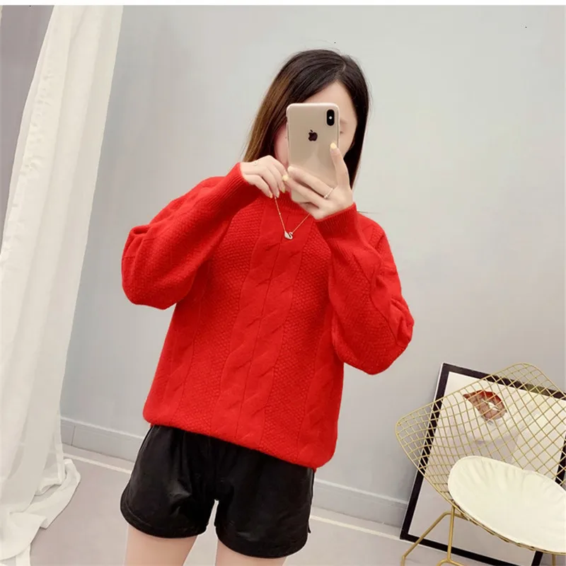 

Twist Thick Pull Femme O-Neck Warm Knitted Sweater Pullover Autumn Knitwear Sueter Mujer Long Sleeve Winter Women New 2019