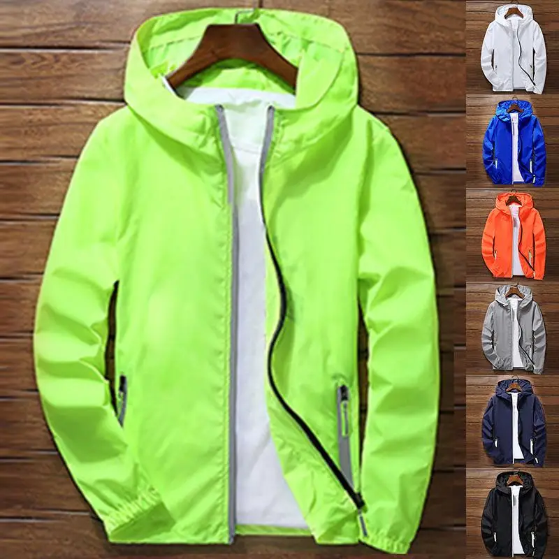 Sport Outdoor Cycling Thin Coat Jackets Man Autumn Casual Loose Windproof Jacket Male's Waterproof Candy-Colored Outwear Tops