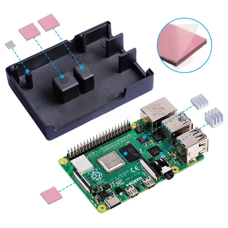 Черный/темно серый металлический чехол корпус с радиаторами для Raspberry Pi 4B 4 Model