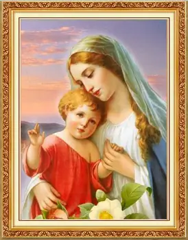 

DIY 5D Diamond painting Holy Virgin Embrace Son Religion Round Rhinestones Diamond Embroidery Cross Stitch Kit Home Decor