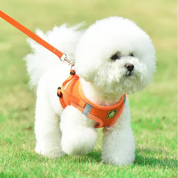 

Pet Dog Harness Leash Reflective Puppy Collar Walking Lead Leash For Small Medium Dog Summer Breathable Mesh Vest Dog Supplies