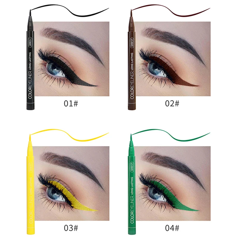 Matte eyeliner waterproof liquid is easy to apply, long-lasting eyeliner blue red green white gold yellow multicolor