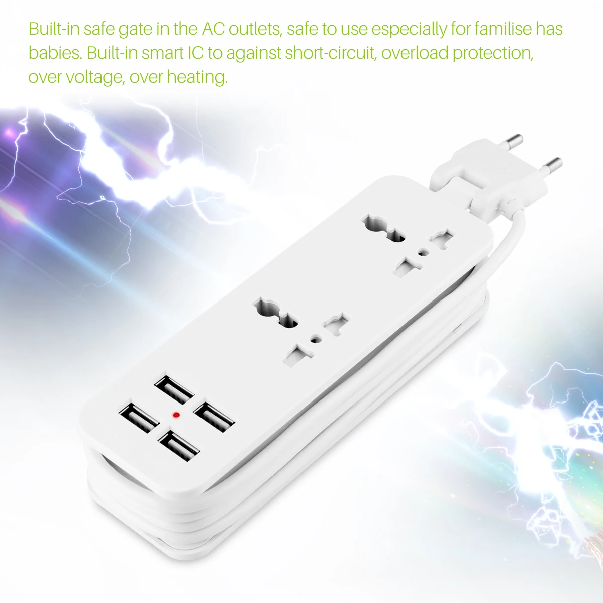 Powstro ЕС вилка удлинитель розетка Портативный Путешествия сетевой фильтр с 4 USB 5 В 2A Смарт зарядное устройство настенное зарядное устройство