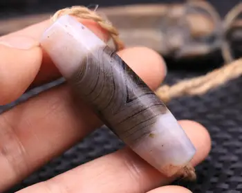

Collectible Treasure Talisman LKbrother Sauces Magic Power Tibetan Old Agate Silkworm Line Healer Medicine dZi Bead Rich Totem