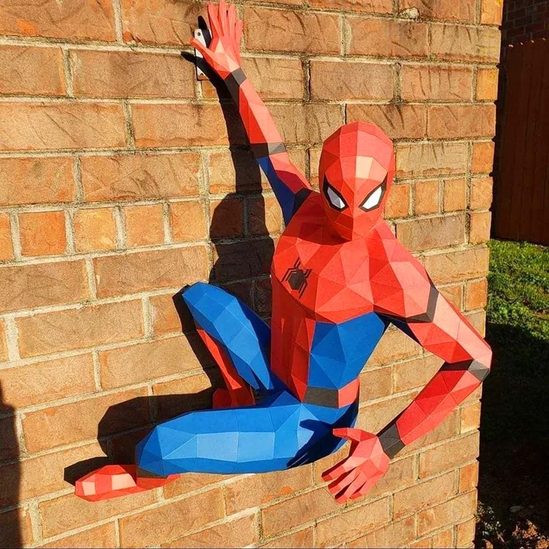 Фигурки героев Marvel Человек паук Халк 3D пазлы бумажная модель настенная