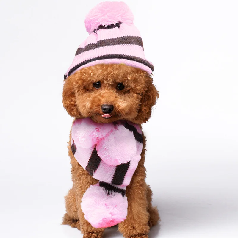 

Pet Dog Hat Scarf Booties Cat Dog Teddy Fall And Winter Clothes Teddy Puppy Pomeranian Clothes Accessories