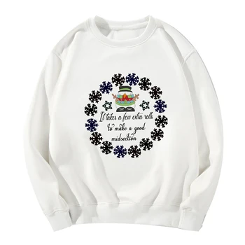 

Showtly Snowman And Black Snowflake Merry Christmas Women Hoodies Kpop Casaul Loose Sweatshirt Kawaii Harajuku oversized Hoodie