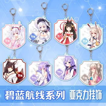 

Anime Azur Lane HMS Unicorn IJN Yudachi Acrylic Keychain Japanese Akagi HMS Formidable Cartoon Pendant Key ring Gifts Cosplay