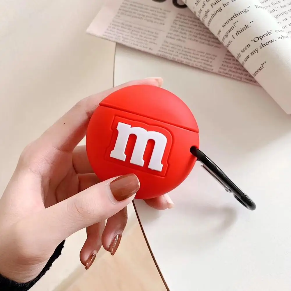 Милый мультяшный силиконовый чехол AirPods M bean candy с Bluetooth, беспроводной чехол для наушников AirPods 2, чехол для гарнитуры, чехол для наушников - Цвет: Red