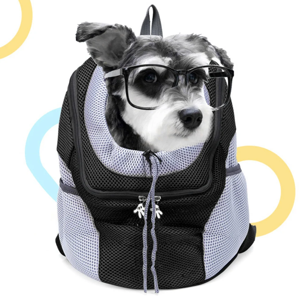 De hombro doble de viaje portátil mochila al aire libre bolsa de transporte perro mascota frente perro bolsa de malla de mochila cabeza transpirable frente bolsas