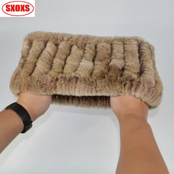 

2019 Winter Lady Real Rex Bufanda De Piel De Conejo Cizalla EláStica Real Rex Diadema De Piel De Conejo Bufandas Invierno Mujer