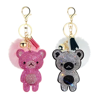 

2020 New Korean Velvet Rhinestone Unicorn Keychain Pendant Fresh Tassel Pony Bag Charm Accessories