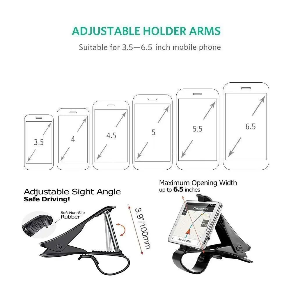 Universal Car Phone Holder - Adjustable Dashboard Mount Clip for Mobile Smart Phones and GPS - Stand Bracket for iPhone 6, 6s, 7, 8 Plus image 6