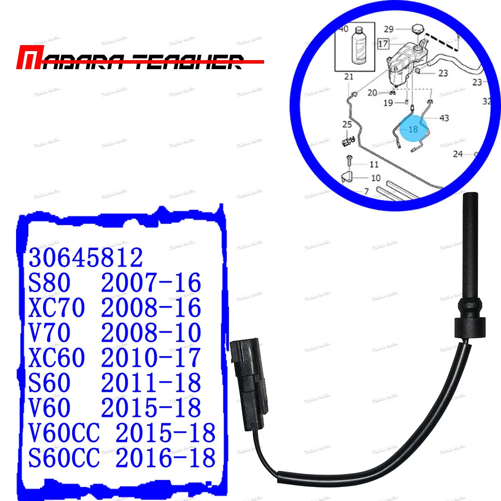 Датчик уровня охлаждающей жидкости для VOLVO S60 S80 V60 V70 XC60 XC70 2007 2008 2009 2010 2011 2012 2013 2014