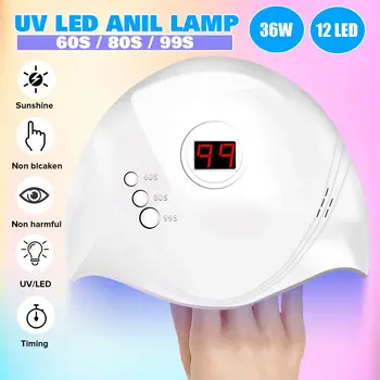 

36W Nail Dryer Automatic Sensor USB LED Gel UV Lamp Manicure Dual-Lights Cur.ing Nail Polish Nail Tools