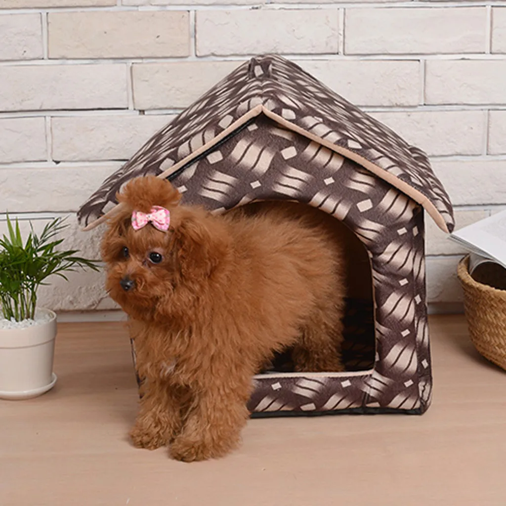 

Warm Cat Bed Dog House Pet Dog Cat Cashmere House Printing Puppy Winter Keep Warm Bed Cushion Luxury Pet Supplies