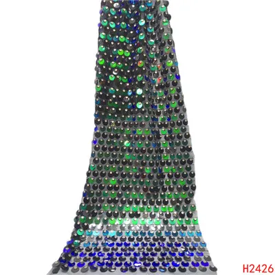 HFX Silver white Latest Sexy French Tulle Lace Africa Sequins Mesh Lace Fabric Sewing for Party Wedding Dress F2426 - Цвет: as picture