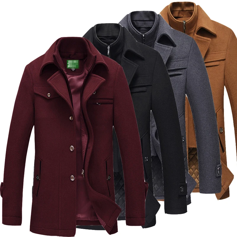 2020 Men Winter Wool Coat New High Quality Solid Simple Blends Woolen Coat Male Trench Casual Overcoat драповое пальто мужское 2020 Men Winter Wool Coat New High Quality Solid Simple Blends Woolen Coat Male Trench Casual Overcoat драповое пальто мужское