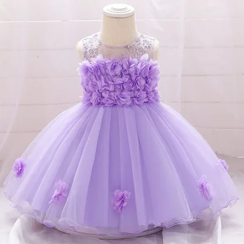 

Baby girls dresses lace flower kids clothing princess wedding baptism children wear 1 year birthday vestido infantil 12M-3Y