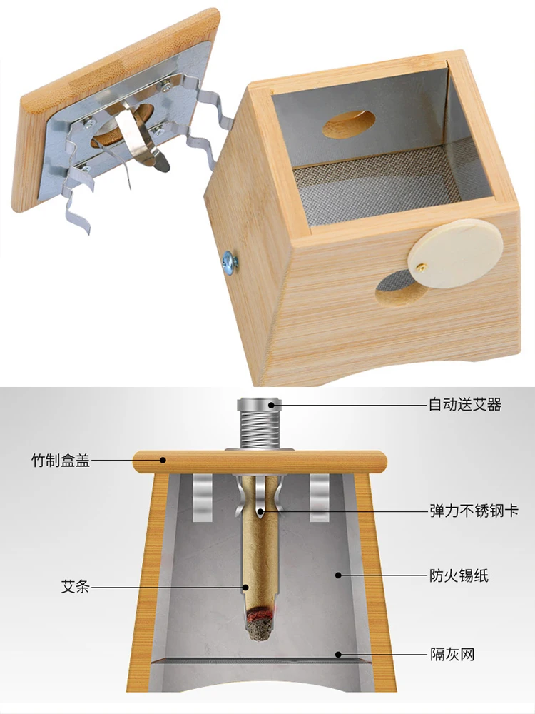 Массажное устройство из бамбука с одним отверстием|massage device|moxibustion boxacupuncture massager |
