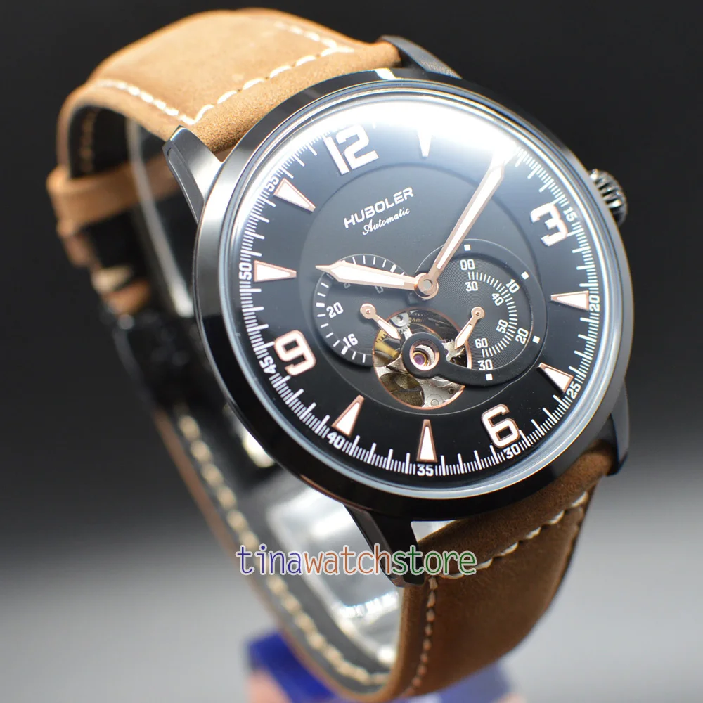 

Huboler 45MM PVD 82s7 Multi-function Men Tourbillon Mechanical Watch 24 Hour display