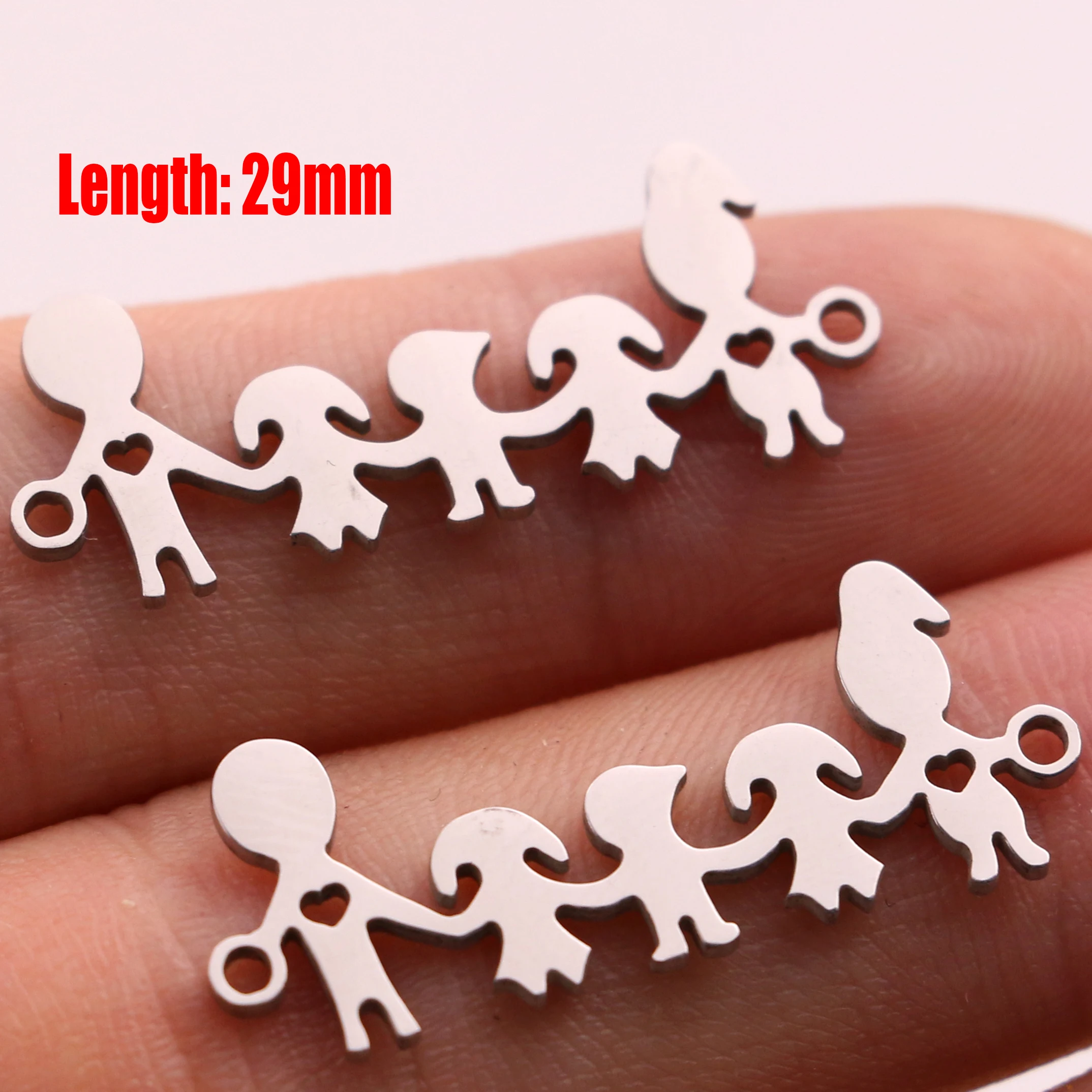 Steel 22 5pcs Family Chain Stainless Steel Pendant Necklace Parents and Children Necklaces Gold/steel Jewelry Gift for Mom Dad New Twice - Цвет: Steel 22