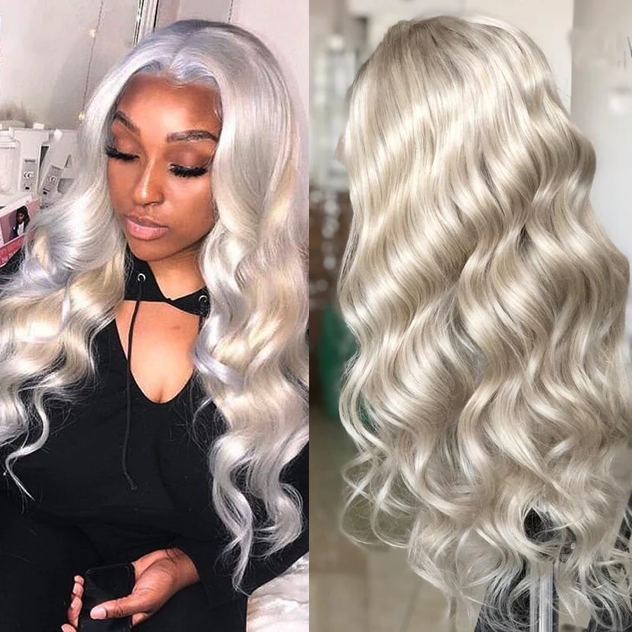 

Fabwigs 180% Density Ash Blonde Lace Front Human Hair Wigs Brazilian Remy Ombre Blonde 13x4 Transparent Lace Front Wig