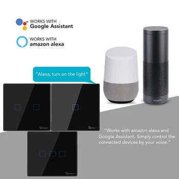 

SONOFF T1/2/3 US/EU Wifi Black Smart Wall Light Switch Timer 1/2/3 Gang Support Voice/APP/Touch Control With Alexa Google Home