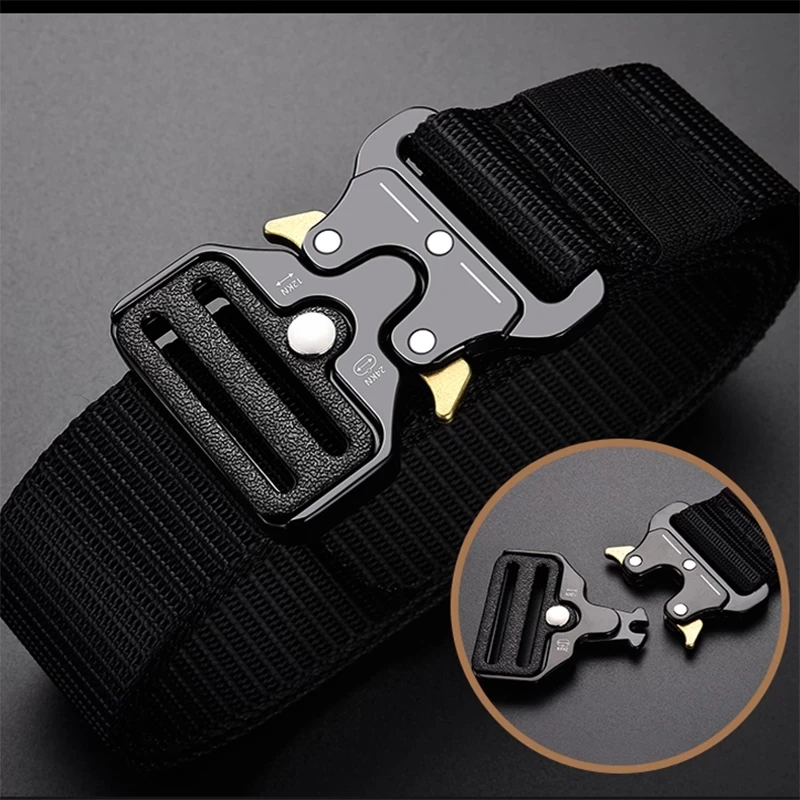 Mens Belt Men's Belt Outdoor Hunting Metal Tactical Belt Multifunctional Alloy Buckle Nautical Canvas Unisex Sports Luxury