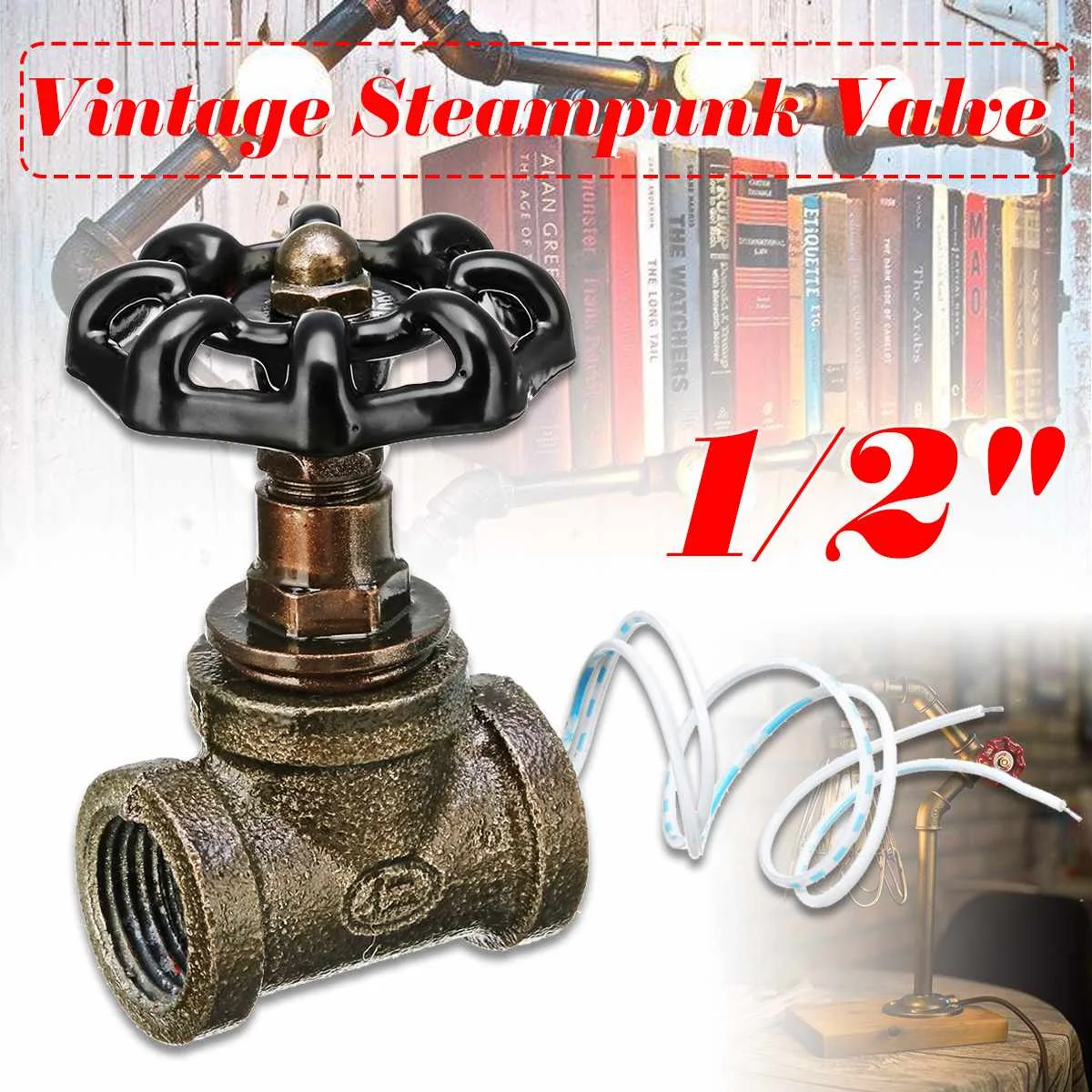 

Vintage 1/2 Lamp Stop Valve Light Switch For Lamp Loft Style Iron Valve Vintage Table Lamp Water Pipe Fixtures Lighting