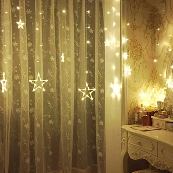 Fairy Lights Festoen Led Licht Guirlande Gordijn Kerst String Lights Decoratie Ster Lamp Op Het Raam Indoor Straat Outdoor