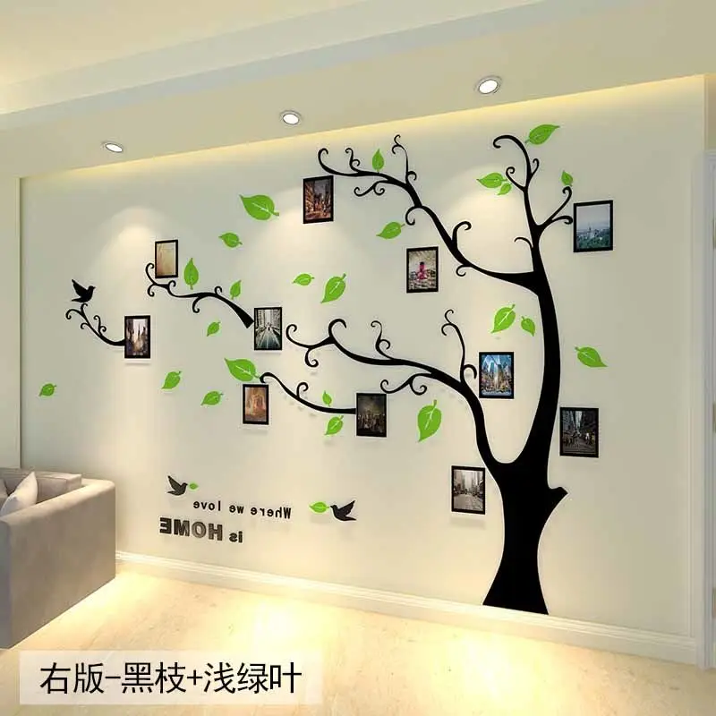 Light Green Right Наклейка на стену s Tree фоторамка наклейка DIY зеркальная Настенная Наклейка украшение дома гостиная спальня плакат ТВ фон Настенный декор - Цвет: Light Green Right