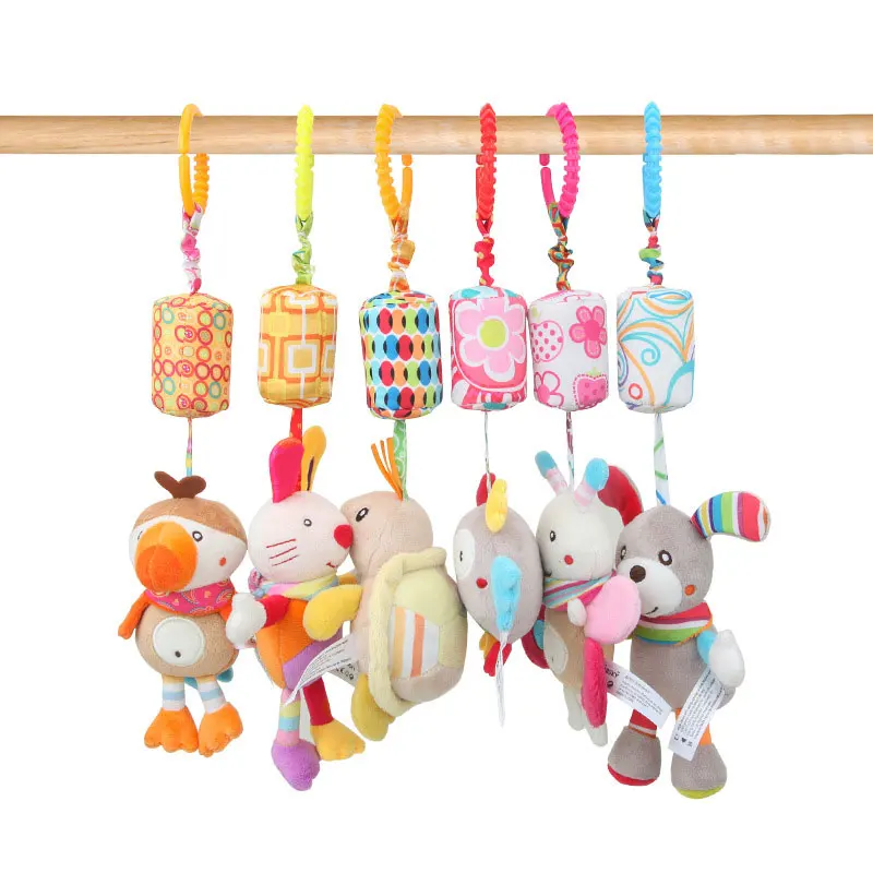 Crib mobile stroller baby rattles toys for newborns wind chimes Animal cartoon soft stuffed dolls toys 4