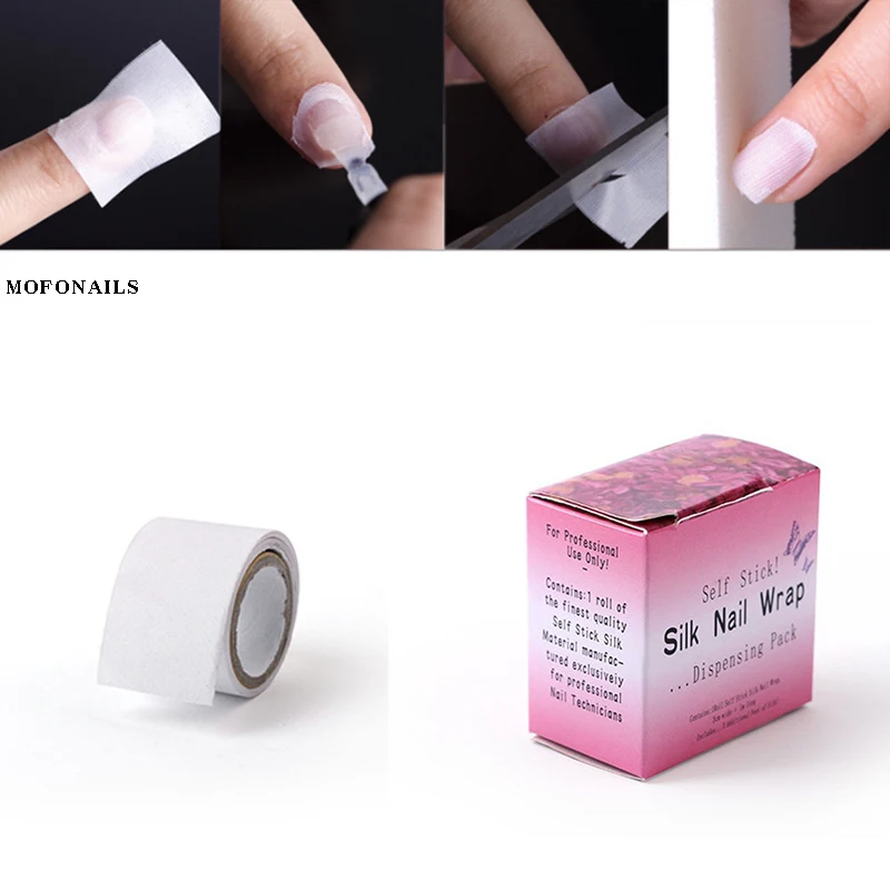 

1 Box Nail Repair Fiberglass Silk Wraps Self-Adhesive Anti Damage Reinforce Extension Sticker White Nail Wrap Nail Art Form Wrap