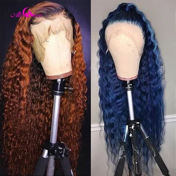 

Ali Coco 13x4 Deep Wave Human Hair Lace Front Wigs Blue 1B/350 /1B 99 Brazilian Remy Deep Wave Wigs Pre Plucked